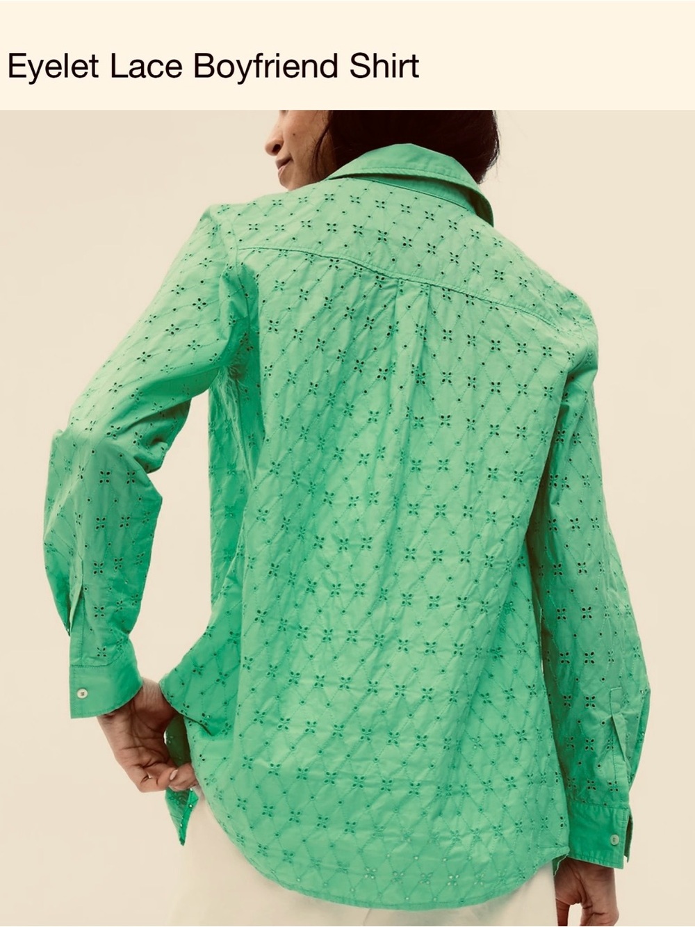 GAP Lace Eyelet Button-Up Shirt - Green Size Large